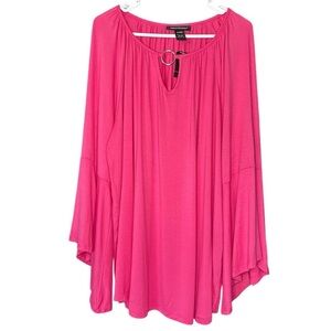Ashley Stewart Pink Bell Sleeve Peasant Top NWT